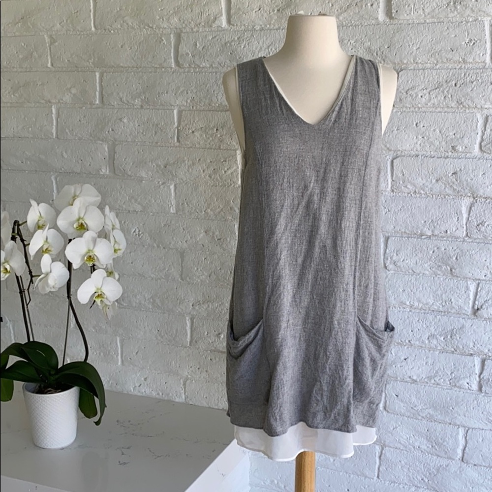 Zara Soft Grey w White Dress